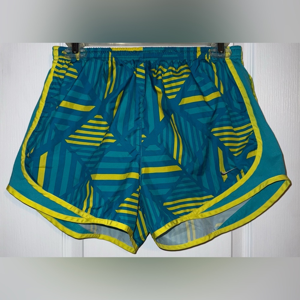 Nike Dri-FIT Running Shorts Blue Neon Green Athletic Gym Size M